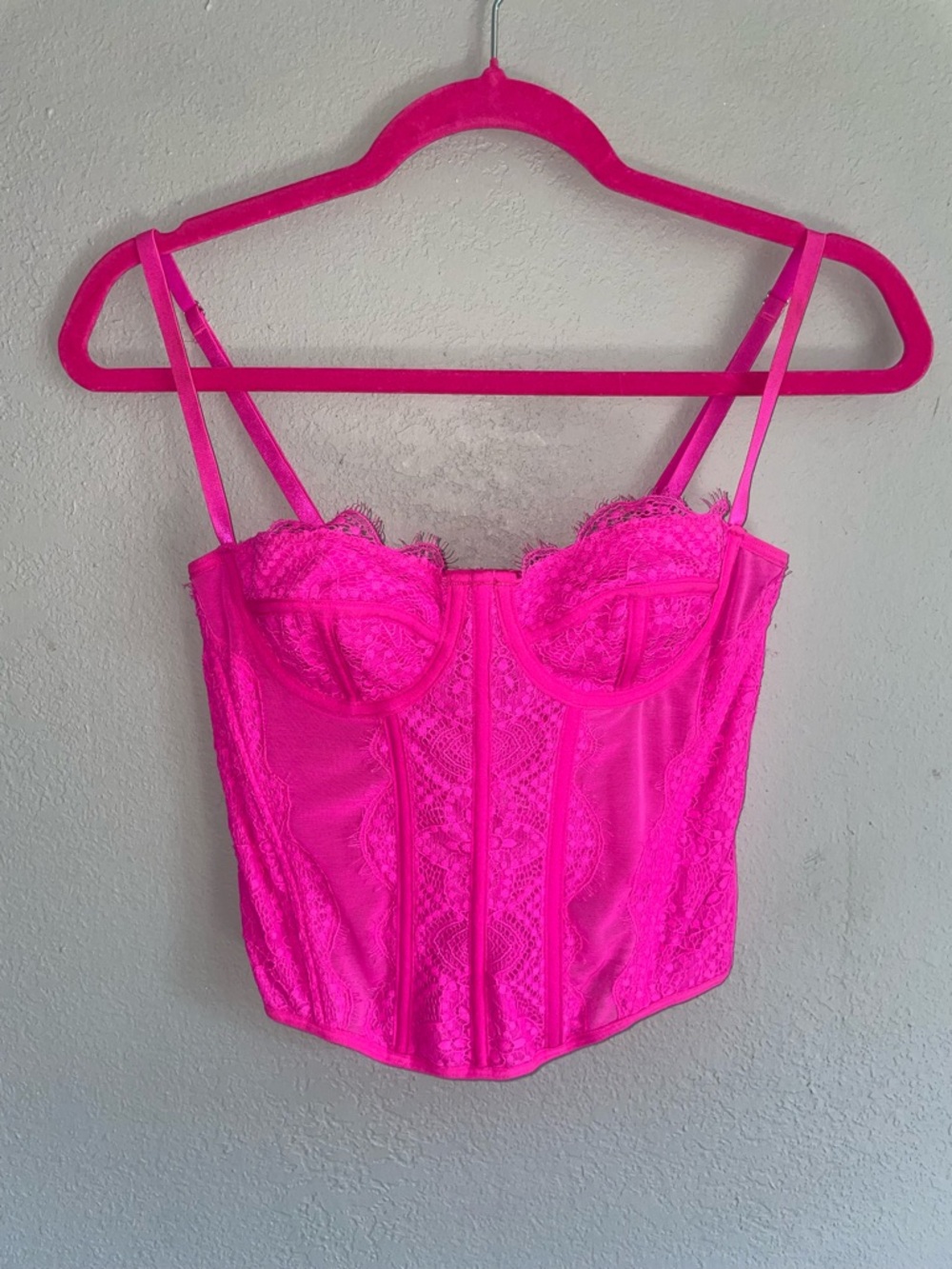 Hot Pink Lace Bustier Corset Top Small